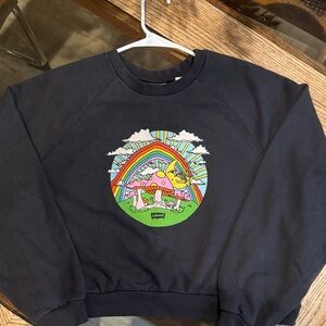 Levi's Black Crewneck Sweatshirt with Multi-Color Rainbow Mushroom Graphic